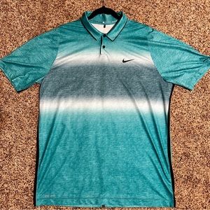 Nike Dri-Fit Tiger Woods Velocity Glow Stripe Golf Polo- Radiant Emerald